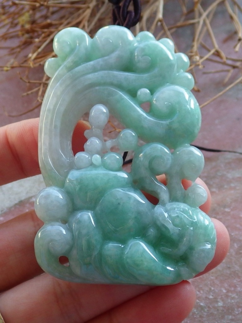 Certified Natural Burma A Jade jadeite Frog Toad Lotus Flower Pendant Necklace